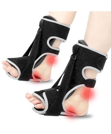 Plantar Fasciitis Night Splint with Arch Support - 2 Adjustable Straps, Foot Drop Relief Brace for Achilles Tendonitis - Day & Night Wear (2Pcs, Black) - Buy Online on GoSupps.com