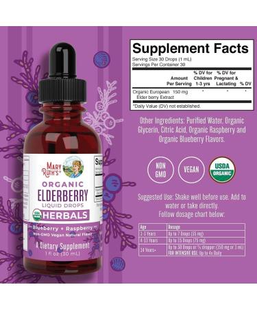 MaryRuth's Organic Elderberry Syrup for Immune Support - 2 Pack | Vegan, Non-GMO, Gluten Free | Sambucus Elderberry Liquid Drops for Overall Health - Buy Online on GoSupps.com