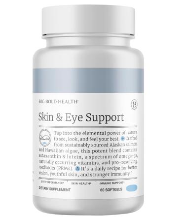 BIG BOLD HEALTH Skin & Eye Support - Omega-3 Complex with Alaskan Salmon Oil DHA Astaxanthin & Lutein for Healthy Eyes & Skin - 60 Softgels