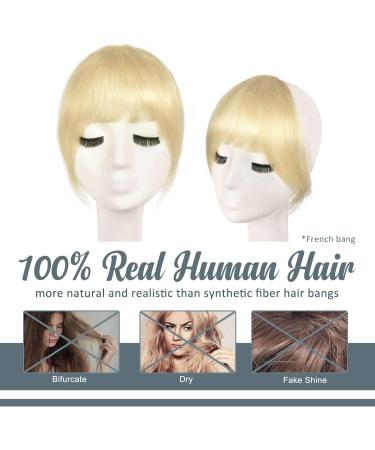 BARSDAR Clip in French Bangs Fringe Extension - 100% Real Human Hair, Natural Color 613#-1 Beach Gold - Washable/Dye-able - Pack of 1 - Buy Online on GoSupps.com