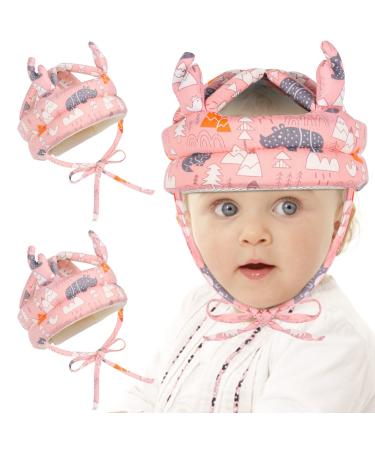 Baby helmet head protection 2 pieces baby helmet protection helmet infant toddler children anti-collision head protection cap protective hat cotton hat head protection cap adjustable head protection 3 to 60 months baby pink 2 pieces