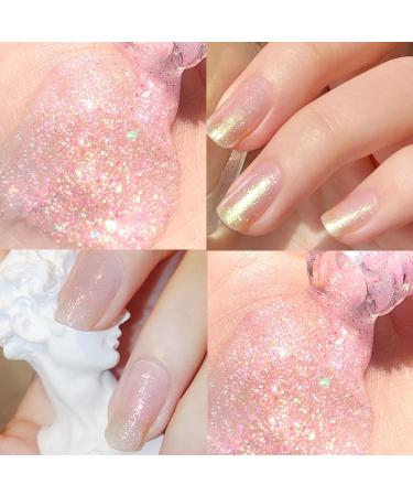 Glitter Nail Polish Pink Sparkle Nail Varnish Pink Nail Varnish Quick Drying & Long Lasting Pink Shimmer Nail Polish Healthy Breathable Shiny Pink Nail Polish for Women Teens - Buy Online on GoSupps.com