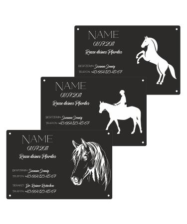 Generous stable bar pit sign personalized horse shape 29x19cm black glossy laser engraved UV-resistant waterproof resistant - Buy Online on GoSupps.com