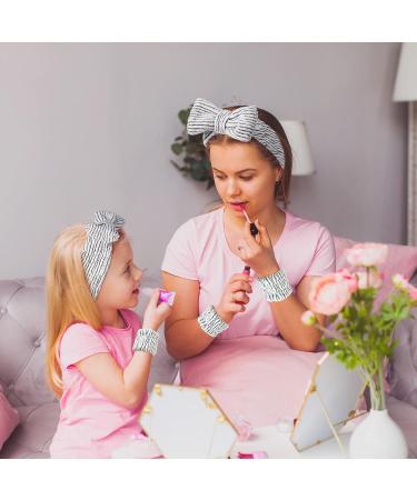 Spa Headband and Matching Wristbands Set for Face Washing and Makeup - Kids Soft Facial Hairband for Shower and Sleepover Parties (Stripe Pattern) - Buy Online on GoSupps.com