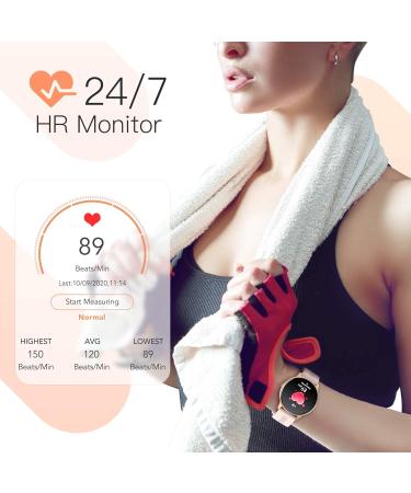 AGPTEK Women's Smart Watch - IP68 Waterproof Activity Tracker with Heart Rate Monitor & Full Touch Screen - Pink/Rose Gold - Buy Online on GoSupps.com