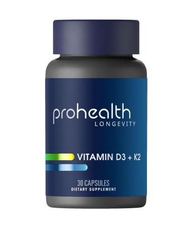 ProHealth Vitamin D3 + K2 | 30 Capsules | Bioactive VegD3 & MK-7 for Bone Heart & Immune Support | Non-GMO Triple Lab-Tested USA GMP-Certified