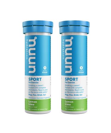 Nuun Active: Lemon+Lime Electrolyte Enhanced Drink Tablets 10 Count (Pack of 2)