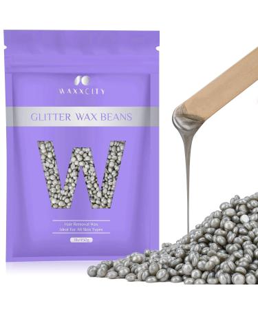 Hard Wax Beads  Waxxcity 1lb Glitter Grey Hair Removal Wax for Sensitive Skin  Specific for Facial Finer Softer Hair  At Home Waxing Beads Large Wax Beans Refill for Women Men