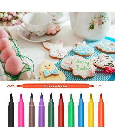 10 Food Coloring Double-Sided Food Grade and Edible Markings Used to Decorate Fondant Cakes Biscuits Icing Easter Eggs Bushy and Fine-Pointed Food Writers - Buy Online on GoSupps.com