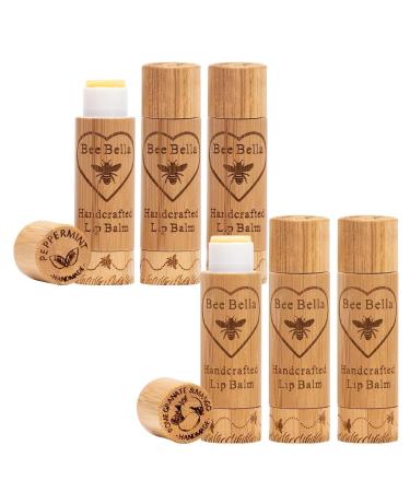Bee Bella Lip Balm Combo Pack - Hydrating Lip Care 100% Natural Organic Beeswax with Vitamin E Handmade in USA 3 Each (Peppermint Pomegranate Mango 6 Pack)