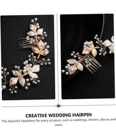 FRCOLOR 1pc Comb Bridesmaid Headwear Wedding Hairband Glitter Leaf Pearl Wedding Hairpin Hair Pin Floral Headpiece Wedding Hair Accessories Bride Hairstyles Manual Headband Alloy - Buy Online on GoSupps.com