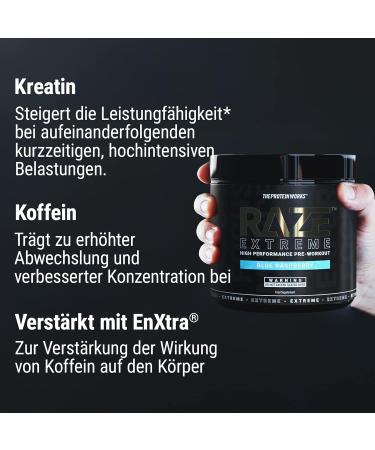 Protein Works Raze Extreme Pre-Workout Powder - Blue Raspberry | Boost Energy with Creatine Caffeine & Beta Alanine | 30 Servings - Buy Online on GoSupps.com