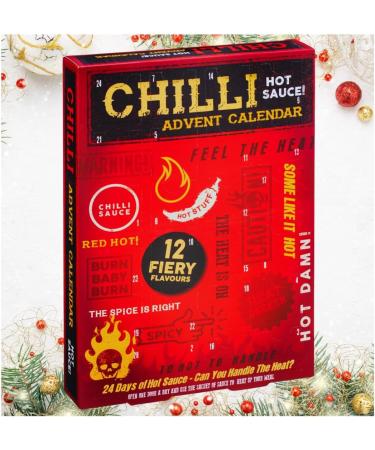 Hot Sauce Advent Calendar 2023-24days Chilli lovers advent festive gift set for men women | Chilli Sauce Variety & Xmas card 500g - Buy Online on GoSupps.com