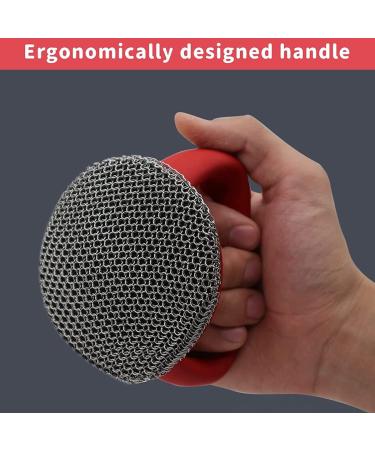 Steel Wool Scrubber 316 Stainless Steel Cast Iron Scrubber with HandleSteel Wool Scrubber Round Chainmail Scrubber Brush to Clean Cookware Frying Pans Bakeware Grills - Buy Online on GoSupps.com