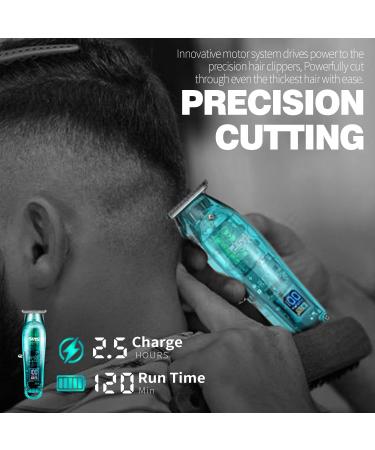 DSP Hair Clipper & Trimmer Kit for Men | Professional Barber Set for Hair & Beard Cutting | Zero Gap Beard Trimmer with LED Display - Blue - Buy Online on GoSupps.com