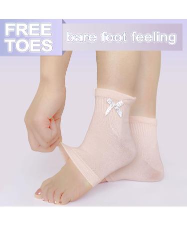 Migliore Moisturising Cotton Gel Heel Socks - 2 Pairs for Cracked Heels, Dry Feet - Natural Jojoba, Olive, Vitamin - Open Toe Design - Women Men - Pastel Pink - Buy Online on GoSupps.com