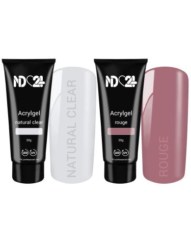 Poly Acrylic Gel Tube Set - Clear + Rouge (2 x 30g)