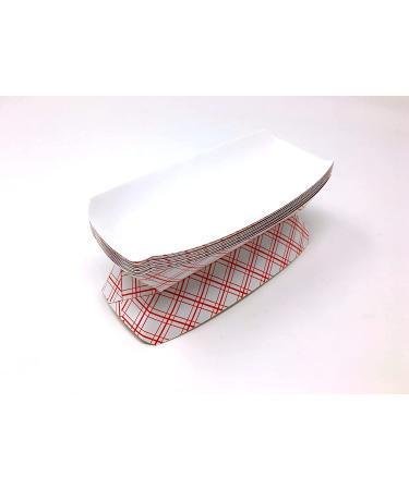 100 Pack Mr. Miracle 7 Inch Paper Hot Dog Tray Red/White Pattern - Disposable, Recyclable & Biodegradable - Made in USA - Buy Online on GoSupps.com
