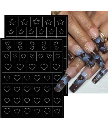 6 Sheets Airbrush Stencils Nail Stickers - Heart Butterfly Flowers & Flame Designs for DIY Manicure - Nail Art Decals & French Tip Guides - Buy Online on GoSupps.com
