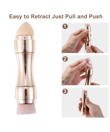 VOCOSTE 4 in 1 Portable Makeup Brush Set | Gold Tone Foundation Lip Eyeshadow & Blush Brushes | Ideal for Travel - Buy Online on GoSupps.com