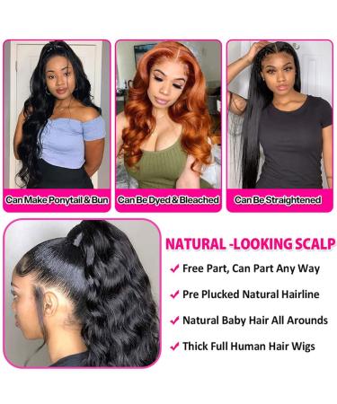 HAIREASON 18 Body Wave Lace Front Human Hair Wig for Black Women - Pre Plucked with Baby Hair | 150% Density Virgin Brazilian Hair | Natural Hairline - Buy Online on GoSupps.com