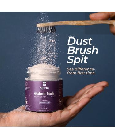 Spicta Walnut Bark Teeth Whitening Dust with Mint & Orange | Bentonite Clay Formula | Fluoride & Peroxide Free | SLS & Paraben Free | Non-Abrasive Whitening Powder - Freshens Breath, Prevents Plaque - Buy Online on GoSupps.com