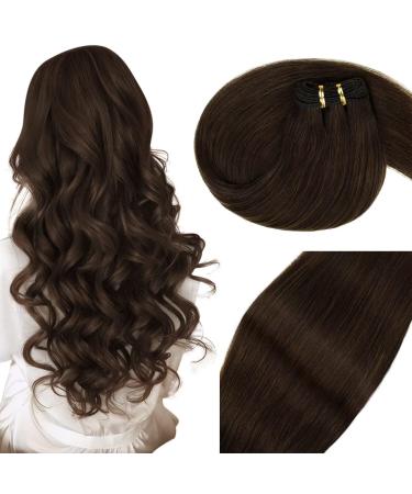 Vivien real hair treat extensions darkest brown brown real hair extensions remy real hair treat extensions hair extension to sew 24 inch/60cm 100g #2 24 inch 2-1 #2