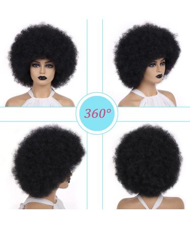 RuiYok 8 Inch Natural Black Afro Wig for Black Women - Premium Synthetic Afro Puff Wig for Costume Cosplay Party - Buy Online on GoSupps.com