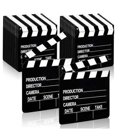 Movie Film Clap Board Halloween Party Props 7 x 8 Inch Cardboard Movie Clapboard Movie Directors Clapper Writable Cut Action Scene Board Movie Night Centerpiece for Movies Films Photo Props (20 Pcs)