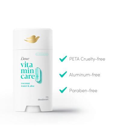 Dove VitaminCare+ Aluminum Free Deodorant Stick Coconut Water & Aloe for 72H Odor Protection Breathable Deodorant for Women 2.6 oz Coconut water + Aloe 2.6 Ounce (Pack of 1) - Buy Online on GoSupps.com