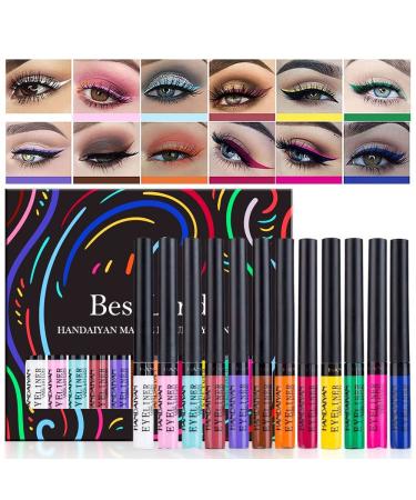 12 Colors Matte Liquid Eyeliner Set Neon Rainbow Colorful Eyeliner Pencil Waterproof LONG SMUDGE-PROOF Eye Liners Halloween MakeUp Set Gift for Women (Set A) - Buy Online on GoSupps.com