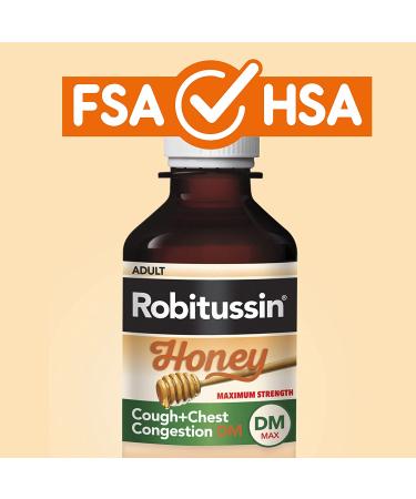 Robitussin Maximum Strength Honey Cough + Chest Congestion DM - 12 Fl Oz Bottle - Buy Online on GoSupps.com