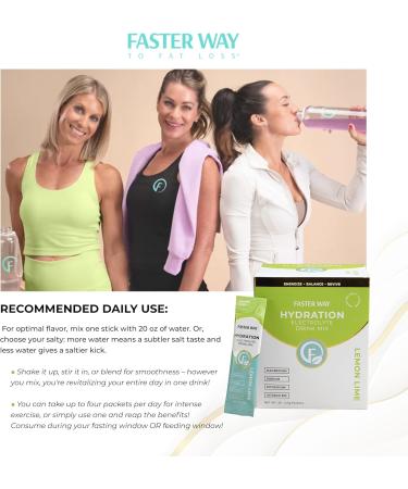 Faster Way - Hydration - Electrolyte Drink Mix - With Apple Cider Vinegar, Choline, Probiotics & Natural B Vitamins - Energize & Revive - Powder Packets - Zero Sugars -Gluten Free -Lemon Lime -30 Pack - Buy Online on GoSupps.com