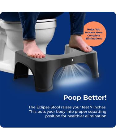 Squatty Potty Eclipse Toilet Stool 7 Inch with Motion-Activated Night Light - Black | Buy Online - Buy Online on GoSupps.com