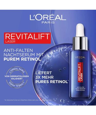 L'Or al Paris Revitalift Laser Anti-Wrinkle Night Serum with Pure Retinol Vitamin A Nourishing Oil & Hyaluronic Acid 30 ml - Buy Online on GoSupps.com