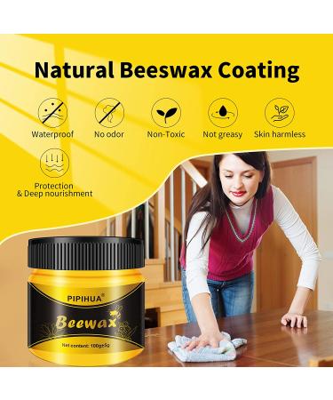 PIPIHUA Beeswax Furniture Polish  Wood Seasoning Beeswax for Furniture Waterproof & Repair Wood Wax for Floors Cabinets to Protect & Care  2pcs Beeswax Polish with 4pcs Sponges - Buy Online on GoSupps.com