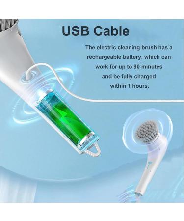 Electric Cleaning Brush for Bathroom with 5 Changing Heads Power Cleaner Electric USB Charging 360 Vibration Cleaning Spin Cleaning Brush Kitchen Dishwashing Pan Artifact - Buy Online on GoSupps.com
