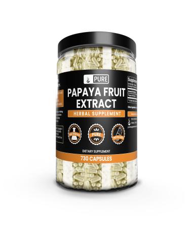 Pure Original Ingredients Papaya Extract (730 Capsules) No Magnesium Or Rice Fillers Always Pure Lab Verified 730 Count (Pack of 1)