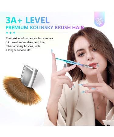 Saviland 6PCS Acrylic Nail Brush Set - Size 4/8/10/12/14/16 Kolinsky Acrylic Brushes for Nail Extension & Carving - Laser Blue Powder Brushes for Acrylic Application - Buy Online on GoSupps.com