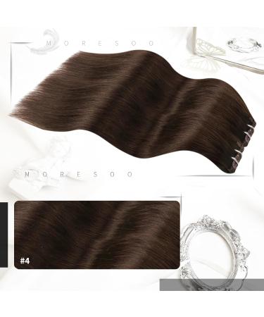 Moresoo Dark Brown Clip in Human Hair Extensions 12 Inch Remy Double Weft - 5 Pieces/70g #4 - Buy Online on GoSupps.com