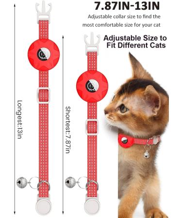 Reflective Airtag Cat Neck Band - Light Tracker Collar with Bell for Kittens & Cats - Red - Buy Online on GoSupps.com