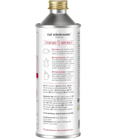 Eat Wholesome High C8 Organic MCT Coconut Oil 100% Coconut MCT Oil in Glass Bottle 500ml (17.7 fl.oz) - Buy Online on GoSupps.com