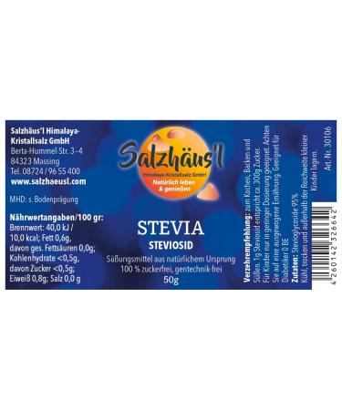 STEVIA Stevioside Powder SALZH US L - 100% Pure Natural Sweetener | 50g Pharmacist Quality for Healthy Living - Buy Online on GoSupps.com