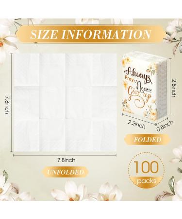 Always Pray Never Give Up Floral Pocket Tissues - 100 Pack | 3 Ply Mini Wedding Facial Tissues with Inspirational Sayings - Ideal for Travel, Parties, and Daily Use - Buy Online on GoSupps.com