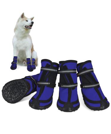 Dog Shoes for Large Dogs Winter Snow Dog Booties with Adjustable Straps Rugged Anti-Slip Sole Paw - Sports Running Hiking Pet Dog Boots Protectors Comfortable Fit for Medium Large Dog (XL, Blue) XL(Width 2.48in) Blue