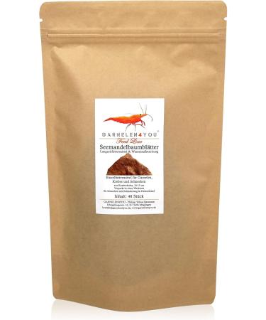 Garnelen4you Sea Almond Leaves | Premium Feed & Water Treatment for Shrimp Fish Crabs & Snails | 40 Pieces | Eco-Friendly Packaging - Buy Online on GoSupps.com