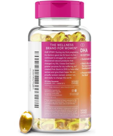Pink Stork DHA Prenatal Multivitamin - Supports Baby's Brain & Nervous System with Omega 3 Fish Oil - 60 Capsules - Buy Online on GoSupps.com