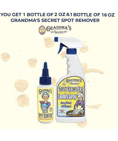 Grandma's Secret Spot Remover Laundry Spray - Chlorine Bleach-Free Stain Remover - Fabric Stain Remover for Clothes - 16 oz & 2 oz Combo Pack - Buy Online on GoSupps.com