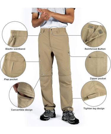 Wespornow Men's Convertible Hiking Pants - Quick Dry Lightweight Cargo Pants for Outdoor Fishing Safari - Khaki X-Large - Buy Online on GoSupps.com