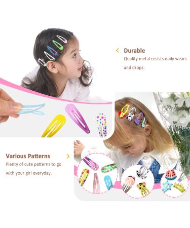 Funtopia 100 Pcs No Slip Metal Snap Hair Clips - Cute Cartoon Design Hair Pins for Girls & Women - Buy Online on GoSupps.com